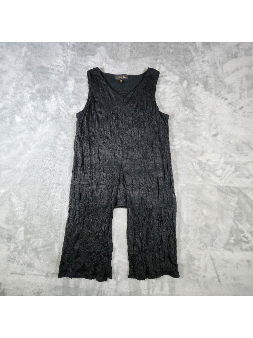 Melissa Paige Split Panel Layered Tank Top Small Crinkle Goth Lagenlook Festival